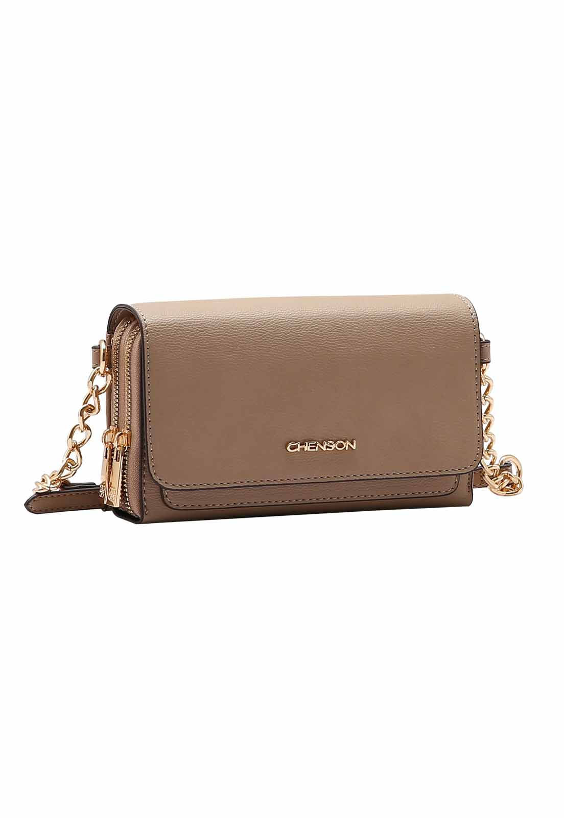 Bolsa Chenson Original Transversal Corrente Feminina Marrom-1745521582948