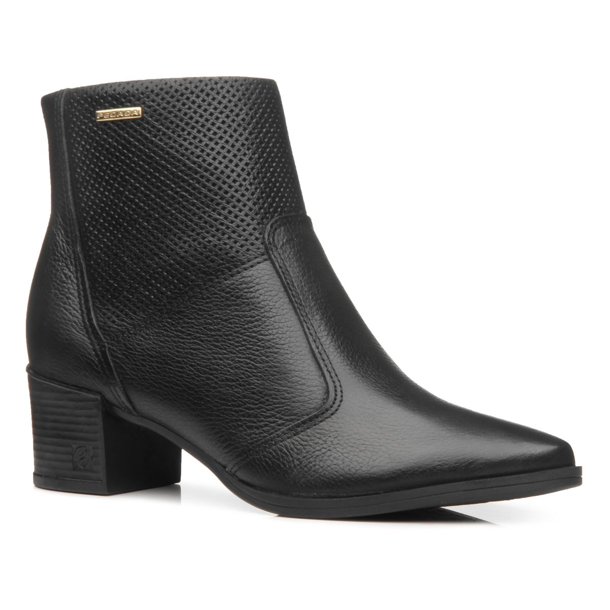 Bota Pegada Cano Curto Couro Feminina Preto-1746205957067