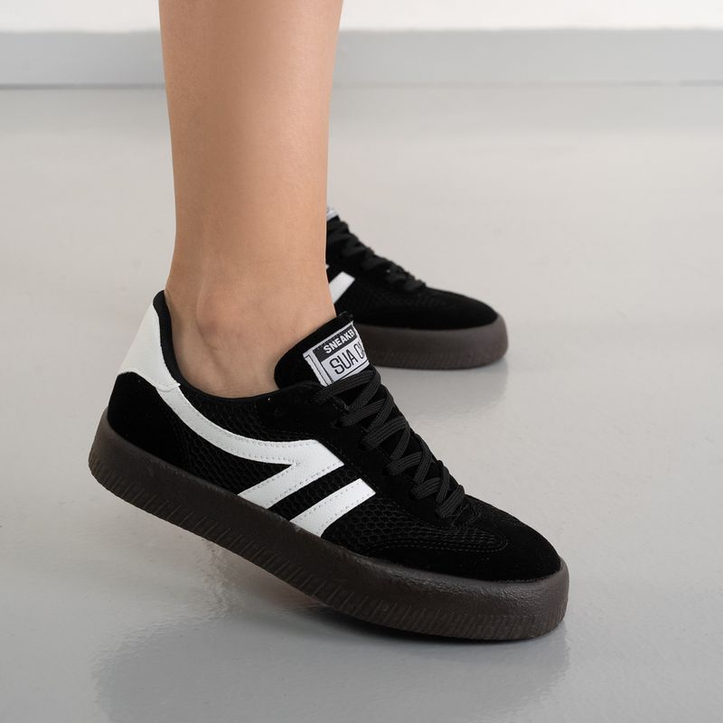 Sua Cia Tenis Casual 8361.16061 PretoPretoBranco Tela MeshCamurcaNapa -4-.jpg