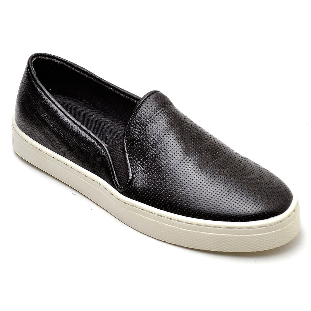 Tênis Slip On Casual Em Couro Krn Shoes Feminino 40 / Preto