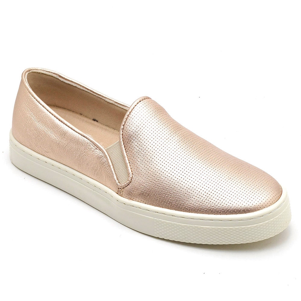 Tênis Slip On Casual Em Couro Krn Shoes Feminino 40 / Rosa