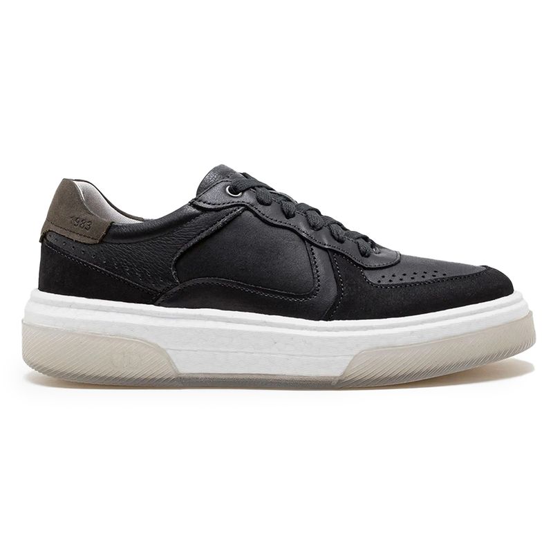 Democrata Tenis Casual 623101-001 Preto Couro -1-