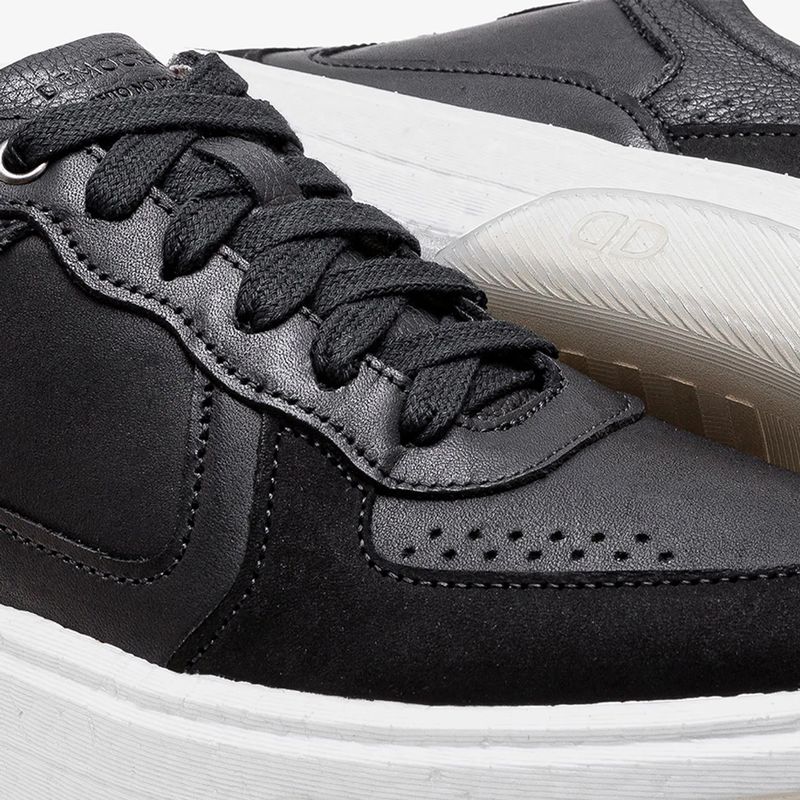 Democrata Tenis Casual 623101-001 Preto Couro -3-