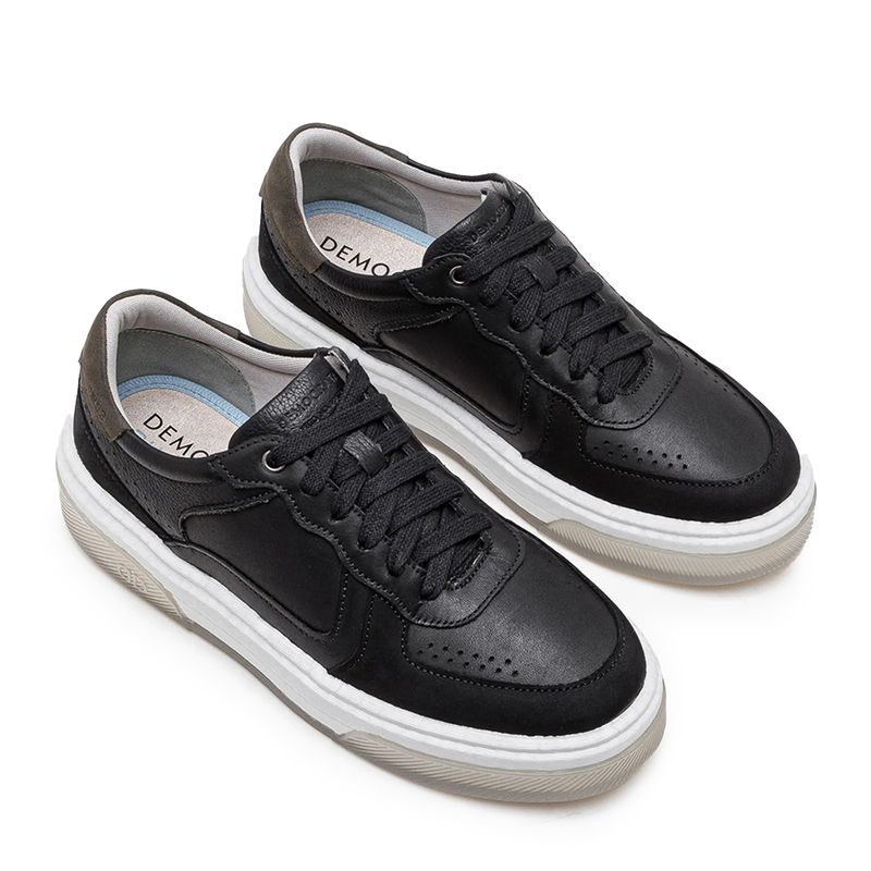 Democrata Tenis Casual 623101-001 Preto Couro -2-