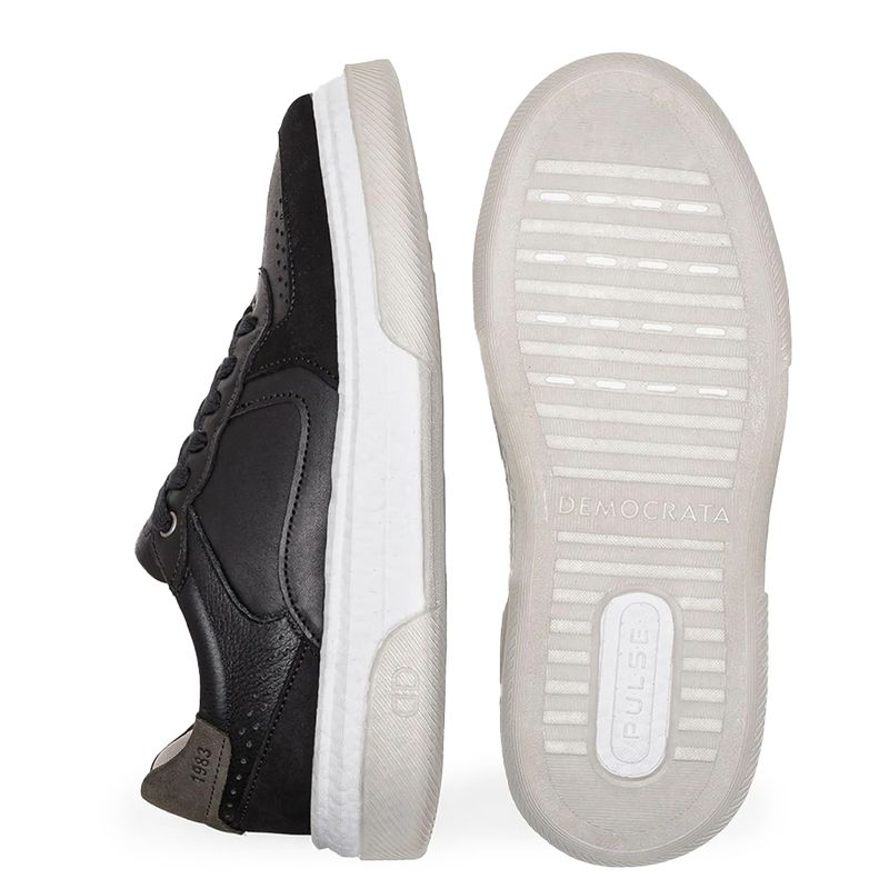 Democrata Tenis Casual 623101-001 Preto Couro -4-