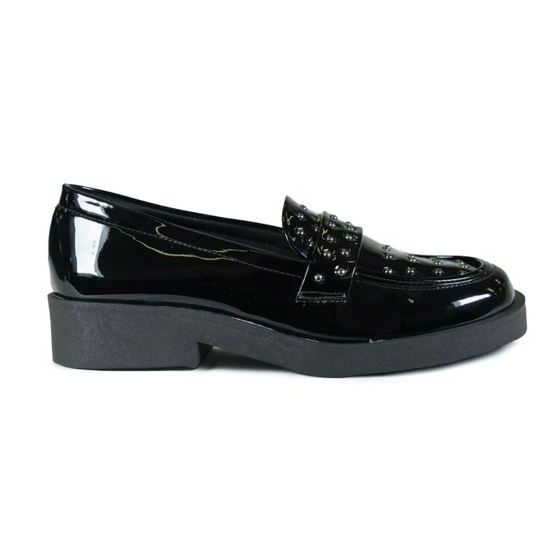 Sapato-Feminino-Mocassim-Spike-Verniz-Quiz-Preto