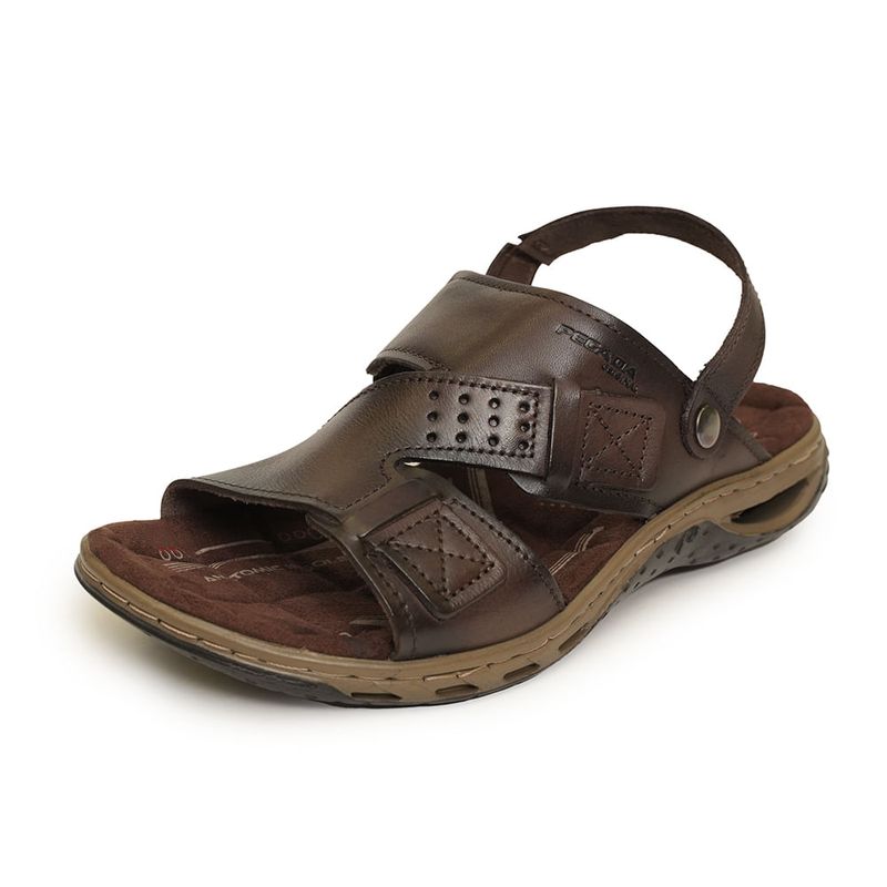 Sandalia-Masculina-Fechada-Couro-Tiras-Pegada-Marrom