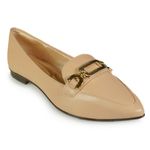 Sapato-Feminino-Mocassim-Bico-Fino-Fivela-Light-Gel-Bege