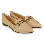 Sapato-Feminino-Mocassim-Bico-Fino-Fivela-Light-Gel-Bege