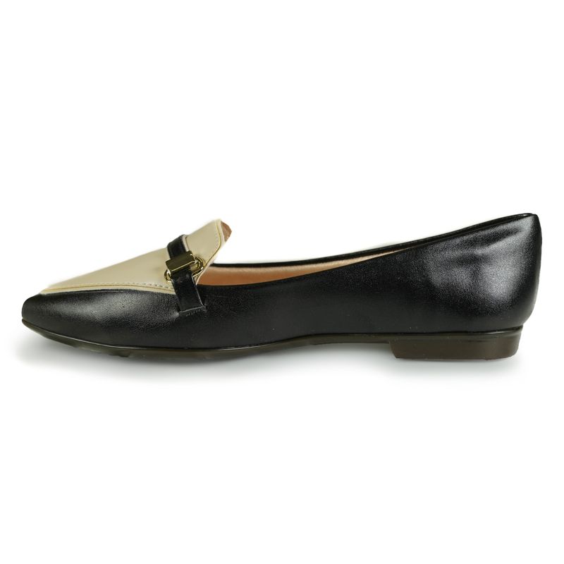 Sapato-Feminino-Mocassim-Bicolor-Bico-Fino-Fivela-Light-Gel-Preto-Branco