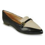 Sapato-Feminino-Mocassim-Bicolor-Bico-Fino-Fivela-Light-Gel-Preto-Branco