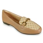 Sapato-Feminino-Mocassim-Logo-Fivela-Light-Gel-Bege