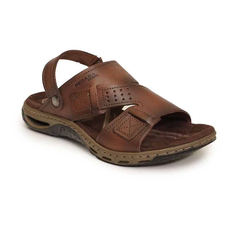 Sandalia-Masculina-Fechada-Couro-Tiras-Pegada-Marrom