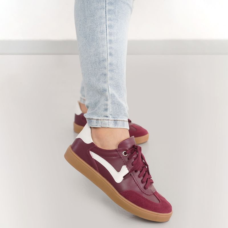 M Shuz Tenis Casual 336001 MarsalaBranco Sint -4-
