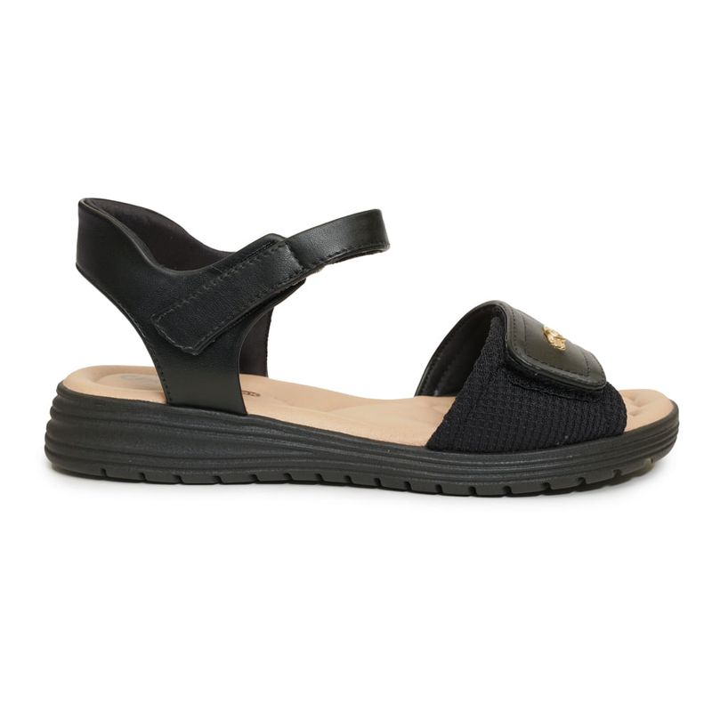 Sandalia-Feminina-Velcro-Comfortflex-Preta