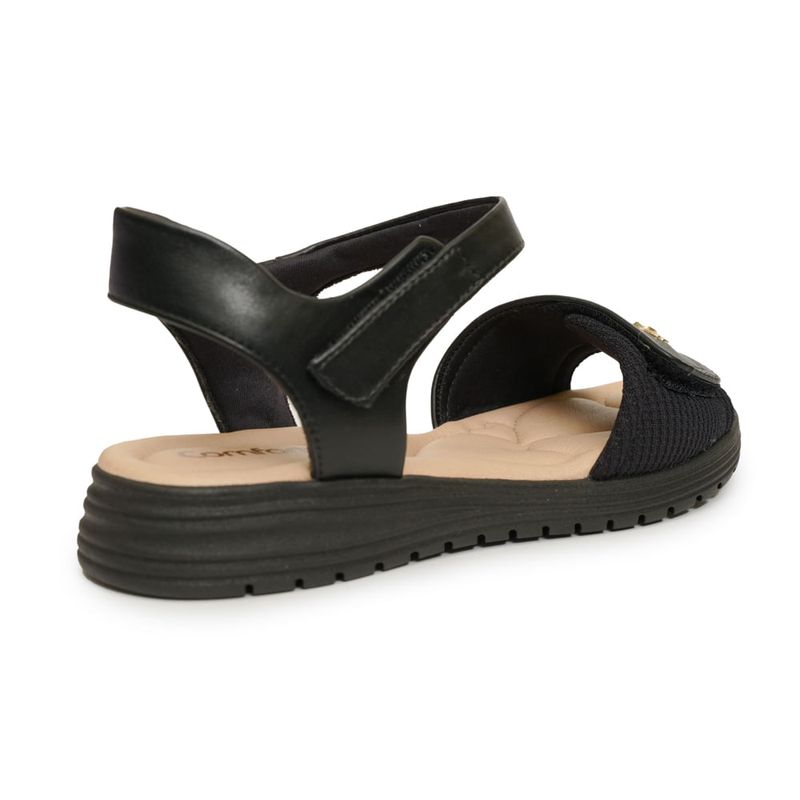 Sandalia-Feminina-Velcro-Comfortflex-Preta