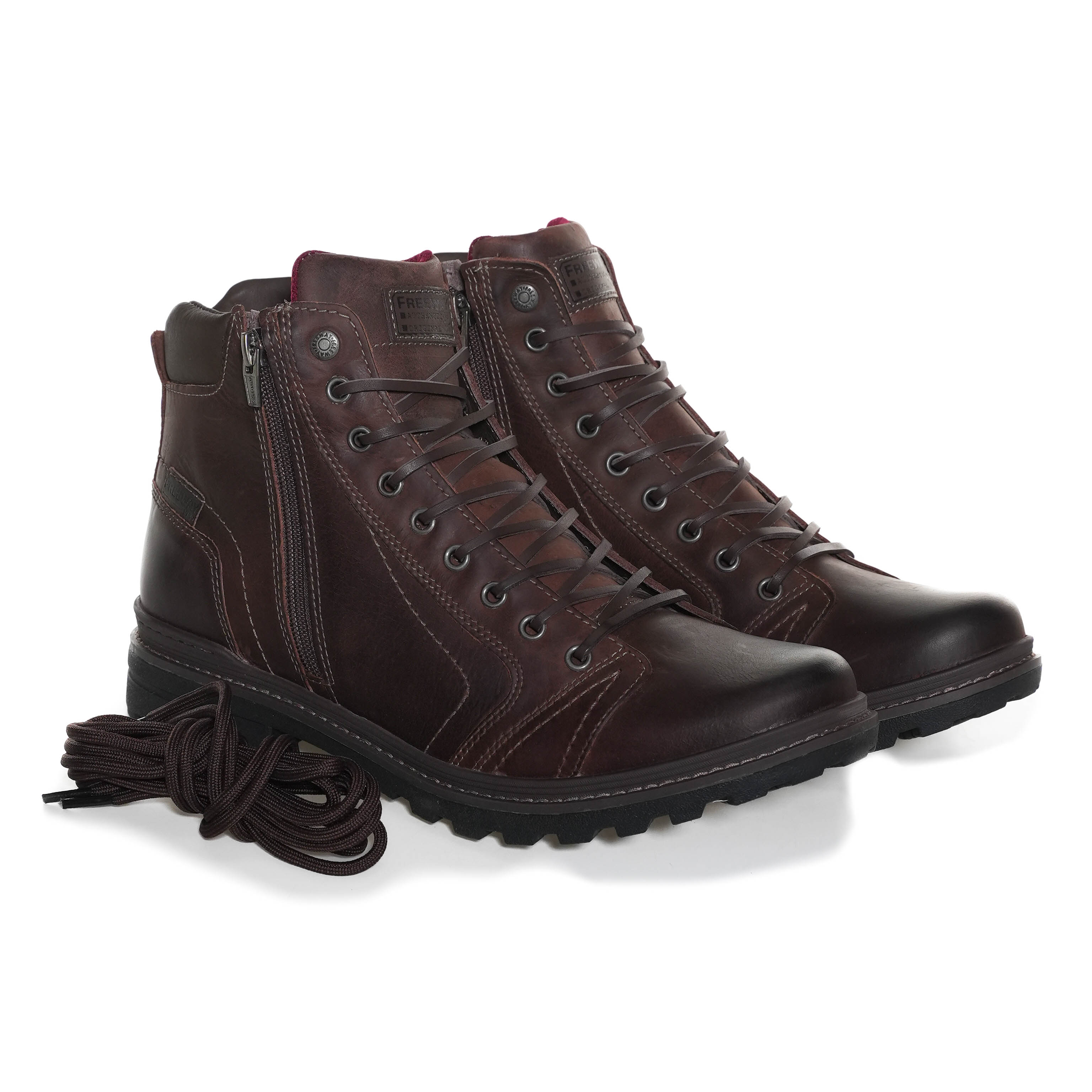 Bota Masculina Cadarço Ziper FreeWay Marrom-1739306844813