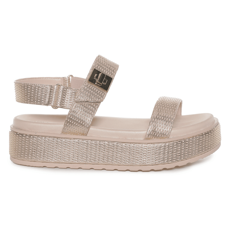 Sandalia-Feminina-Anabela-Velcro-Ramarim-Dourada