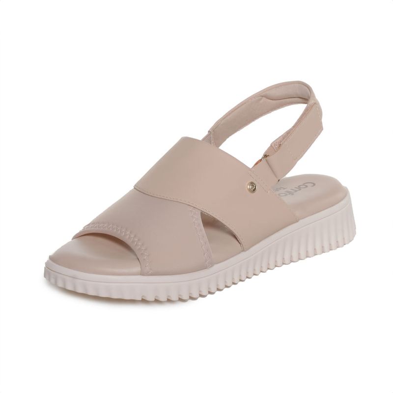 Sandalia-Feminina-Anabela-Comfort-Velcro-Comfortflex-Bege