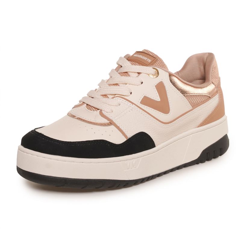 Tenis-Feminino-Casual-Recortes-Logo-Via-Marte-Bege-Preto