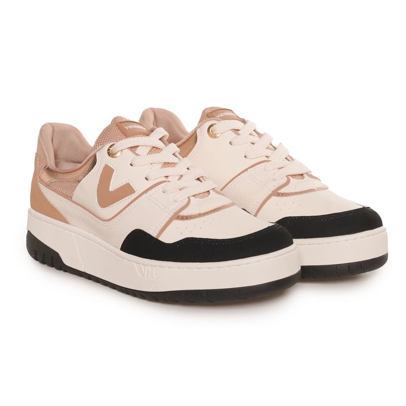Tenis-Feminino-Casual-Recortes-Logo-Via-Marte-Bege-Preto