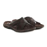 Sandália Masculina Couro Tiras Pegada Marrom-1738090001854